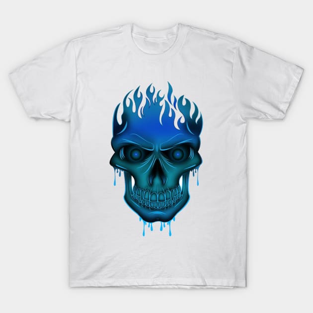 Blue fire skull T-Shirt by weekday school